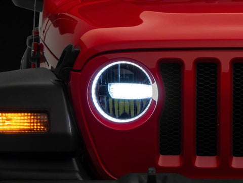 Raxiom 18-23 Jeep Wrangler JL Axial Series 9-In LED Headlights- Blk Housing (Clear Lens) - J164371