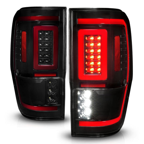 ANZO 19-22 Ford Ranger Full LED Taillights w/ Lightbar Sequential Signal Black Housing/Smoke Lens - 311447