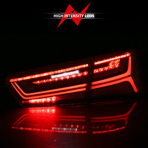 ANZO 2012-2018 Audi A6 LED Taillight Black Housing Red/Clear Lens 4 pcs (Sequential Signal) - 321353