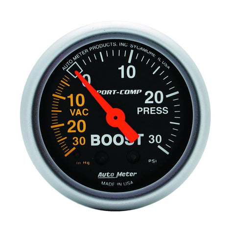 Autometer Sport-Comp 52mm 30 PSI Mechanical Boost Gauge - 3303