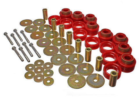 Energy Suspension Body Mount Set Inc. Hardware - Red - 5.4112R
