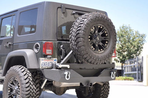 DV8 Offroad 07-18 Jeep Wrangler JK Rear Aluminum Bumper w/ Tire Carrier - Black - RBSTTB-01