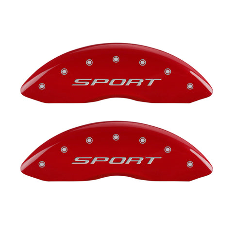 MGP 4 Caliper Covers Engraved Front & Rear 2015/Sport Red Finish Silver Char 2018 Ford Fusion - 10244SSPTRD
