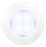 Hella 0500 Series Slim Line White 12V DC Round Soft LED Courtesy Light w/ White Plastic Rim - 980500041