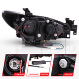 ANZO 2014-2015 Mazda 6 Projector Headlights w/ Plank Style Design Black - 121516