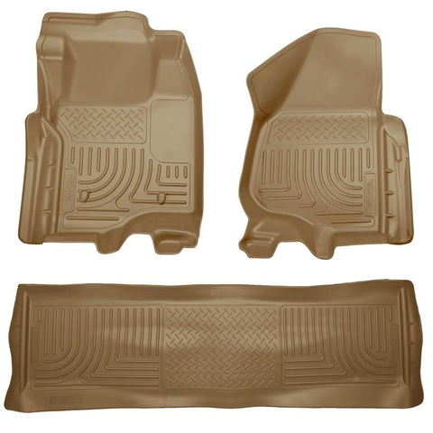 Husky Liners 11-12 Ford SD Crew Cab WeatherBeater Combo Tan Floor Liners (w/o Manual Trans Case) - 98713