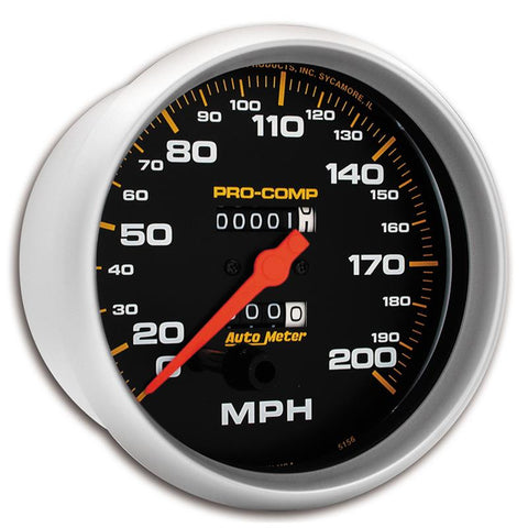 AutoMeter Gauge Speedometer 5in. 200MPH Mechanical Pro-Comp - 5156