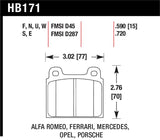 Hawk 69-77 & 84-89 Porsche 911 Blue 9012 Front Race Brake Pads - HB171E.590
