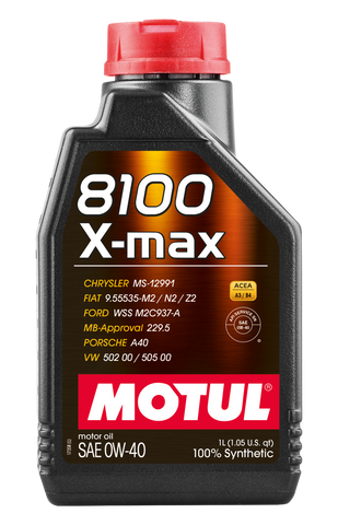 Motul 1L Synthetic Engine Oil 8100 0W40 X-MAX - Porsche A40 - 104531