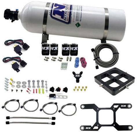 Nitrous Express Dominator Dual Stage Billet Crossbar Nitrous Kit (50-300 & 100-500HP) w/15lb Bottle - 66047-15