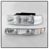 xTune Chevy Tahoe 00-06 Amber Crystal Headlights w/ Bumper Lights Chrome HD-JH-CSIL99-SET-AM-C - 5064226
