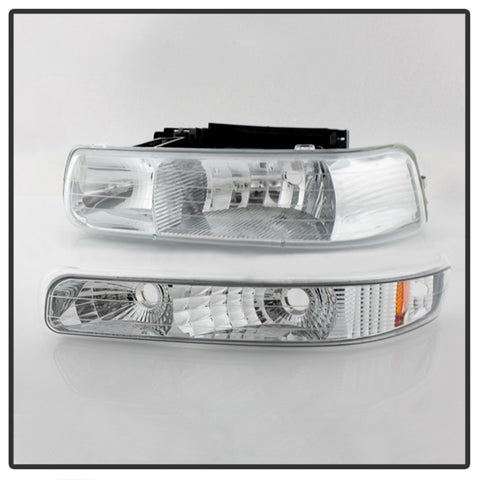 xTune Chevy Tahoe 00-06 Amber Crystal Headlights w/ Bumper Lights Chrome HD-JH-CSIL99-SET-AM-C - 5064226