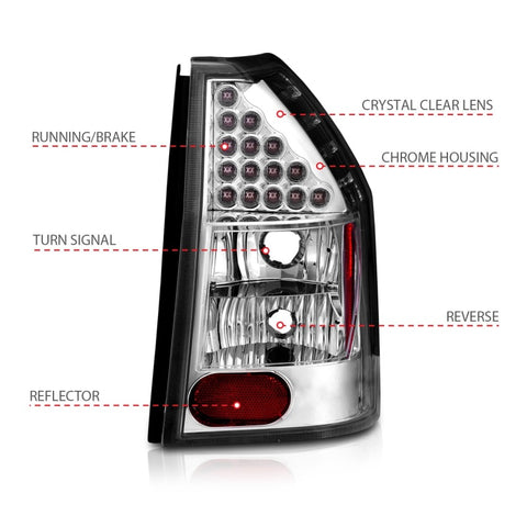 ANZO 2005-2008 Dodge Magnum LED Taillights Chrome - 321016