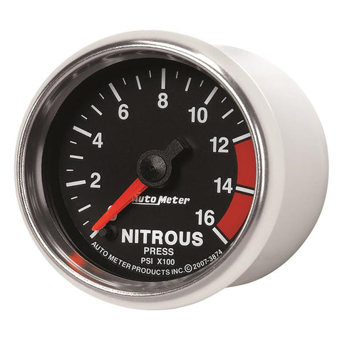 Autometer GS 2 1/16in. 1600PSI Nitrous Fuel Pressure Gauge - 3874