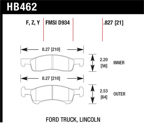 Hawk 03-06 Ford Expedition / 03-06 Lincoln Navigator LTS Street Front Brake - HB462Y.827