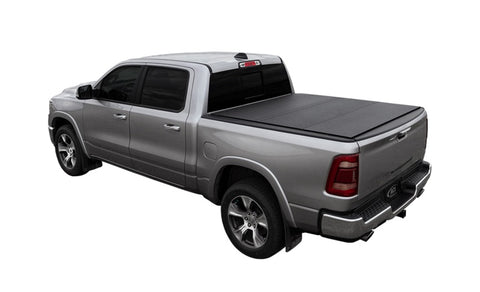 Access LOMAX Alum Tri-Fold Cover w/Split Rails BK Urethane Finish 19-20 Dodge Ram-5ft 7in w/o RamBox - B3040069