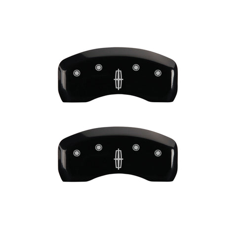MGP 4 Caliper Covers Engraved Front Lincoln Engraved Rear Star logo Black finish silver ch - 36021SLC1BK