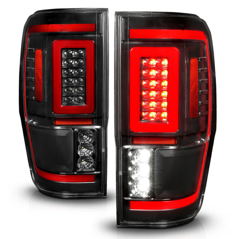 ANZO 19-22 Ford Ranger Full LED Taillights w/ Lightbar Sequential Signal Black Housing/Clear Lens - 311446