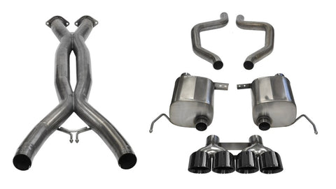 Corsa 15-19 Chevy Corvette Z06 3in Cat Back Exhaust Black Pro-Series Quad 4.5in Tip (Xtreme - 14766CBBLK