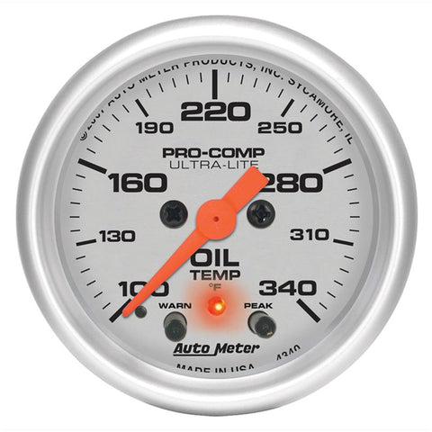Autometer Ultra-Lite 2-1/16in. / 340 Degree F (Stepper Motor w/Peak & Warn) Oil Temperature Gauge - 4340