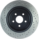 StopTech 12-15 Jeep Cherokee SRT8 Sport Slotted & Drilled Rear Driver Side Brake Rotor - 127.58009L