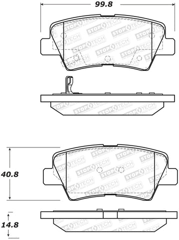StopTech 12-17 Hyundai Accent / 13-16 Kia Optima Street Performance Rear Brake Pads - 308.15440