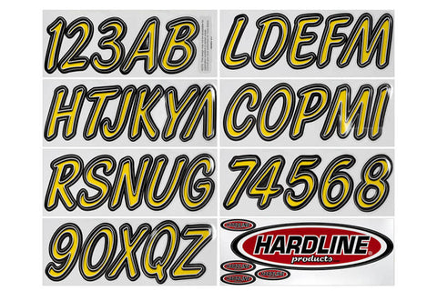 Hardline Boat Lettering Registration Kit 3 in. - 400 Yellow/Black - YEBKG400