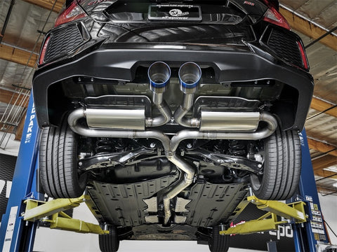 aFe Takeda 3in 304 SS Cat-Back Exhaust System w/ Blue Tips 2017+ Honda Civic Si 4Dr I4 1.5L (t) - 49-36621-L