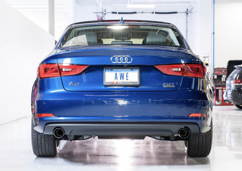 AWE Tuning Audi 8V A3 Touring Edition Exhaust - Dual Outlet Chrome Silver 90 mm Tips - 3015-32056
