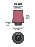 K&N Universal Rubber Filter-Round Tprd 4.875in Flange ID x 9in Base OD x 6.625in Top OD x 7.938in H - RU-5172