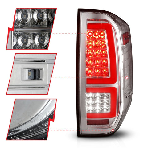 ANZO 2014-2021 Toyota Tundra LED Taillights Chrome Housing/Clear Lens - 311438