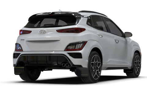 Rally Armor 22-23 Hyundai Kona N-Line Black UR Mud Flap w/White Logo - MF93-UR-BLK-WH