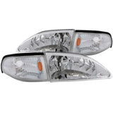 ANZO 1994-1998 Ford Mustang Crystal Headlights Chrome - 121262