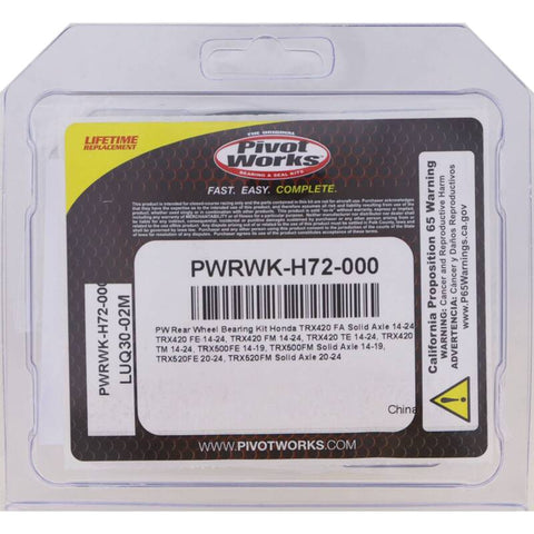 Pivot Works 14-23 Honda TRX420 FA Solid Axle Rear Wheel Bearing Kit - PWRWK-H72-000