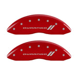 MGP 4 Caliper Covers Engraved Front & Rear With stripes/Durango Red finish silver ch - 12043SDGORD