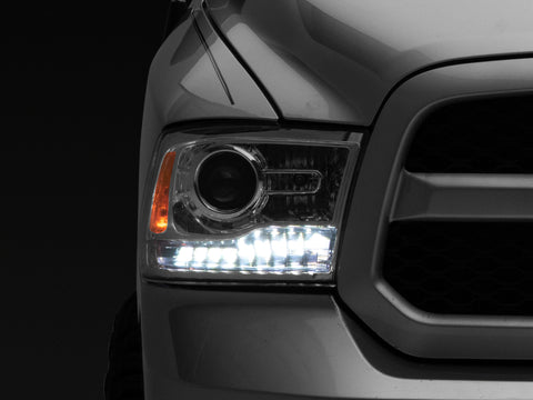 Raxiom 09-18 Dodge RAM 1500 LED Halo Headlights w/ Swtchbck Turn Signals- Chrome Hsng (Clear Lens) - R111519