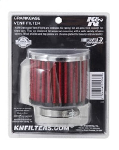 K&N 1.5in Flange ID x 3in OD x 2.5in H Chrome Finish Rubber Base Crankcase Vent Filter - 62-1460