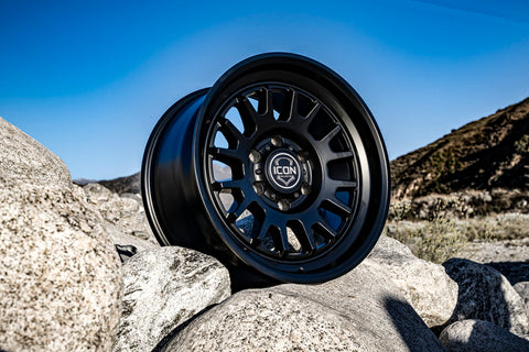 ICON Anza 17x8.5 6x5.5 25mm Offset 5.75in BS 95.1mm Hub Bore Satin Black Wheel - 8217859057SB