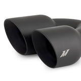 Mishimoto Dual Offset Tips 2.5in Inlet 3in Outlet Slash Cut - Black - MMEXH-TIP-FSTBK