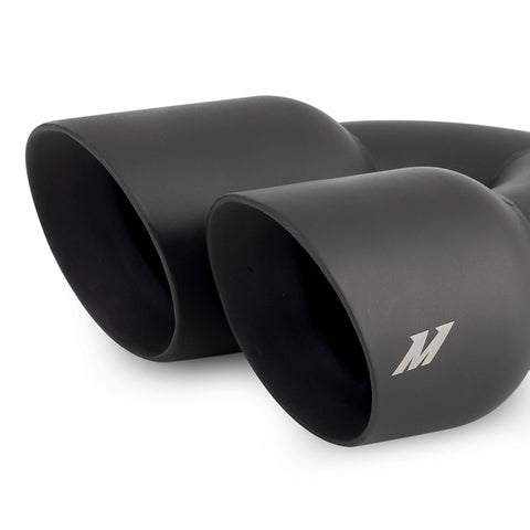 Mishimoto Dual Offset Tips 2.5in Inlet 3in Outlet Slash Cut - Black - MMEXH-TIP-FSTBK