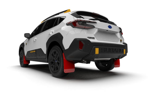Rally Armor - 2024 Subaru Crosstrek (Wilderness Only) Red UR Mud Flap W/Black Logo - No Drilling Req - MF116-UR-RD-BLK