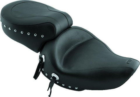 Mustang 91-05 Harley Dyna Wide Touring 1PC Seat w/Studs - Black - 75109