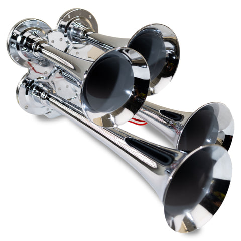 Kleinn Chrome Quad Horn/ 12.5In/10In/7.5In/6In - Chrome-Plated Zinc Alloy - 141