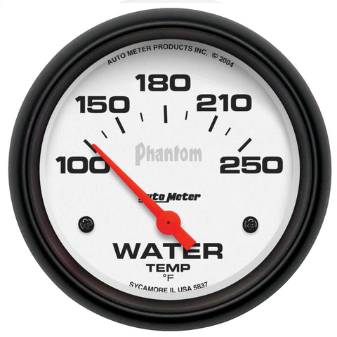 Autometer Phantom 66mm 100-250 Deg F Short Sweep Electronic Water Temperature Gauge - 5837
