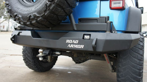 Road Armor 07-17 Jeep Wrangler JK Stealth Rear Non-Winch Bumper w/Tire Carrier - Tex Blk - 508R0B-TC