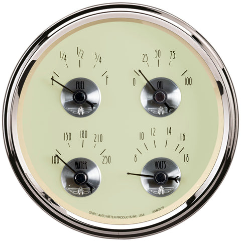 AutoMeter Gauge Quad 5in. 240 Ohm(e) to 33 Ohm(f) Elec Prestige Antique. Ivory - 2010