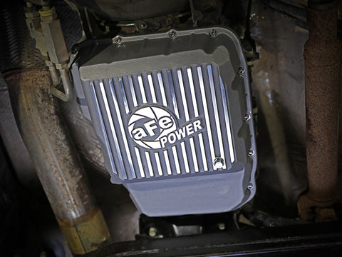 aFe Transmission Pan Raw w/ Machined Fins 13-19 Dodge Diesel Trucks L6-6.7L (td) - 46-71160A