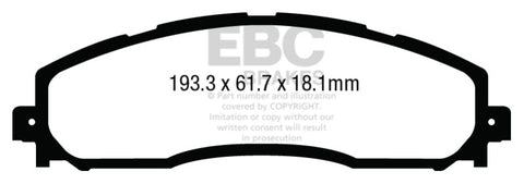 EBC 13+ Ford F250 (inc Super Duty) 6.2 (2WD) Extra Duty Rear Brake Pads - ED93016