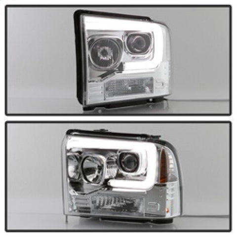 Spyder 05-07 Ford F250/350/450 SD Ver 2 Proj Headlights - Light Bar DRL - Black PRO-YD-FS05V2-LB-C - 5084682