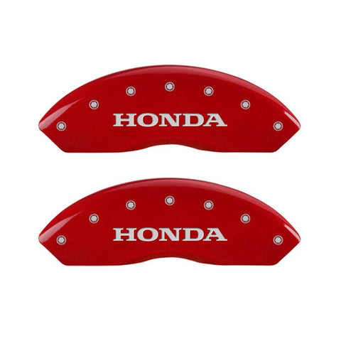 MGP 4 Caliper Covers Engraved Front Honda Engraved Rear Odyssey Red finish silver ch - 20203SODSRD